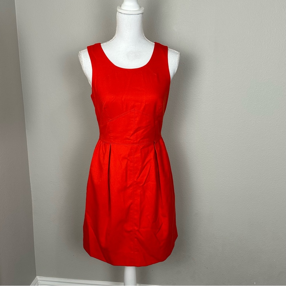 J. Crew Dress Red Wool Blend Shealth Dress Sleeveless Size 4